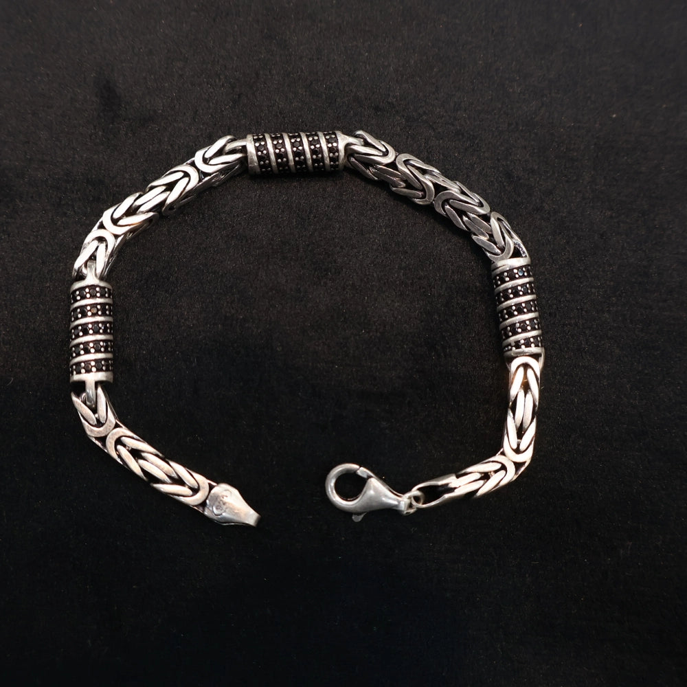 925 Silver Turkish Bracelet for Men with Black Stone CK Jewellers