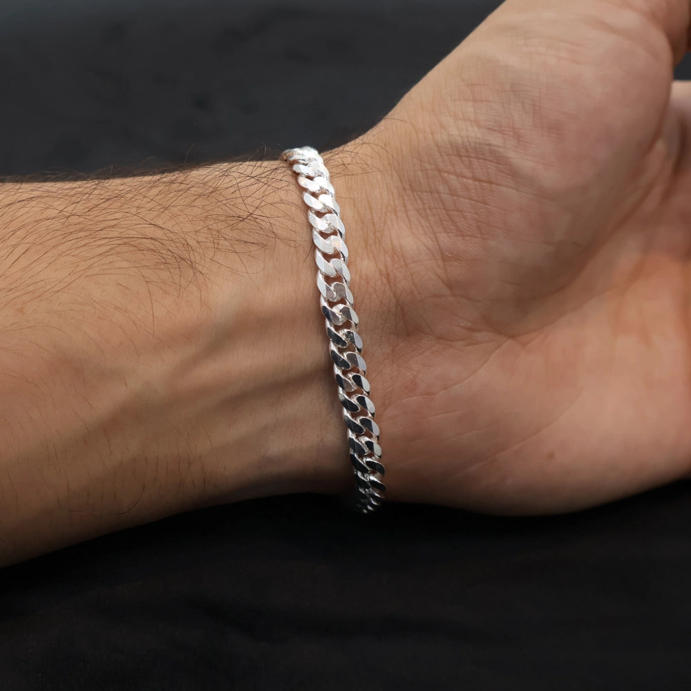 Curb Design Silver Bracelet for Men | 8 Inch – CK Jewellers