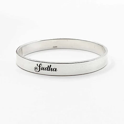 Fancy Signature Style Customised Name Pure Silver Kada for Men CK Jewellers