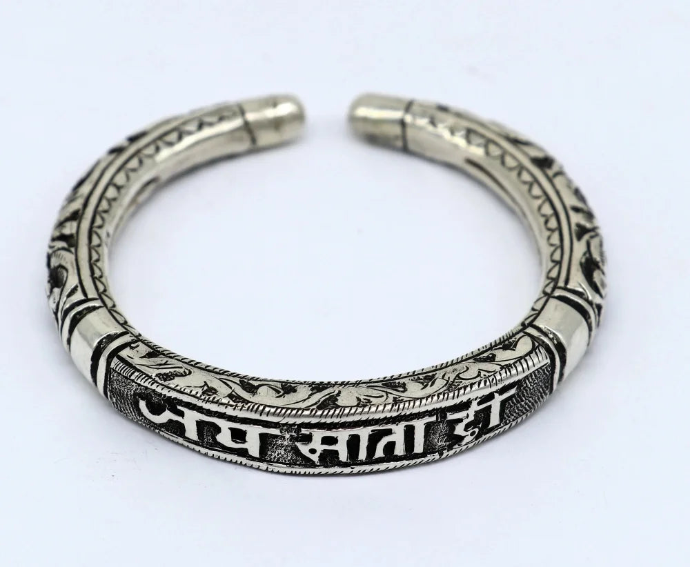 Jai Mata Di Silver Kada For Men | 925 Silver Cuff Kada For Men | CK JEWELLERS