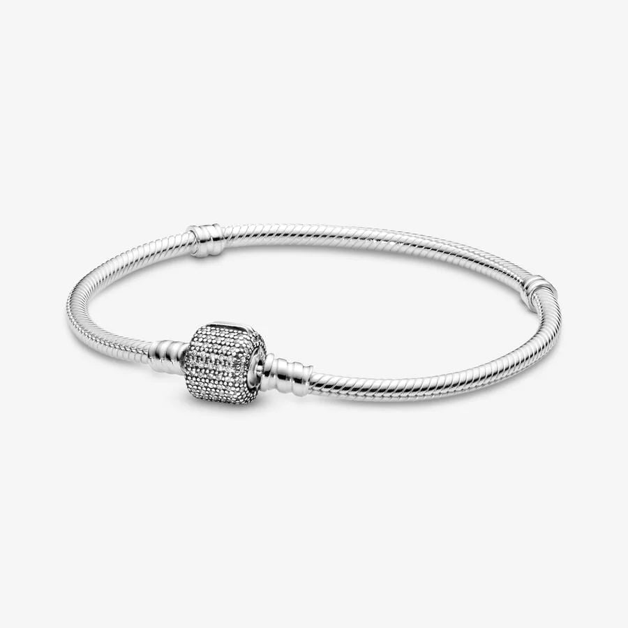 Pandora Moments Sparkling Pavé Clasp Snake Chain Bracelet | 925 Sterling Silver Bracelet – CK Jewellers