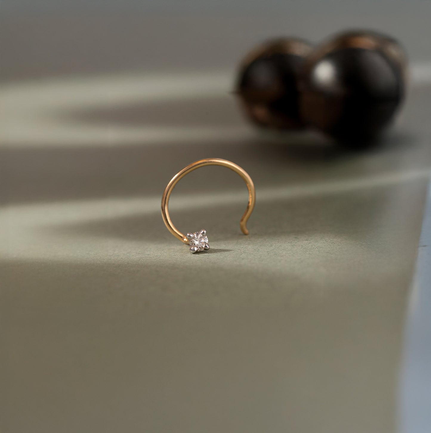 Single AD Gold Nose Pin – Elegant Sparkle for Everyday Style | CK Jewellers