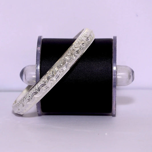 V-Shaped Pure Silver Kada for Men | 925 Silver Punjabi Kada – CK Jewellers