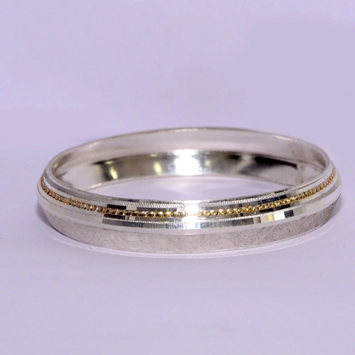 Golden Polished Line Silver Kada for Men | Classic Designer Kada – CK Jewellers