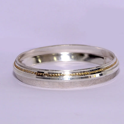 Golden Polished Line Silver Kada for Men | Classic Designer Kada – CK Jewellers