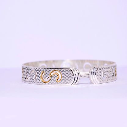 Men’s & Unisex Silver Kada | Golden Polish Laser Cut 925 Silver Kada – CK Jewellers