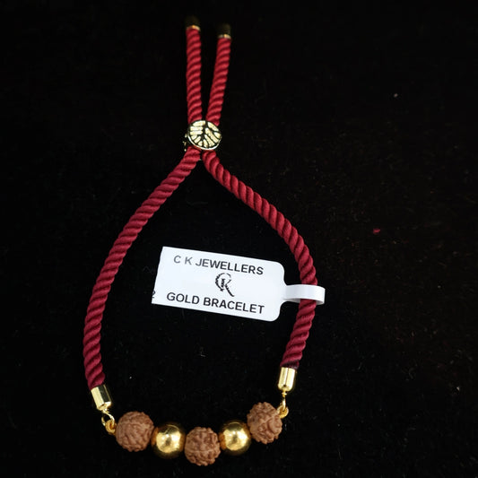 22K Gold 3 Rudraksha Rakhi Bracelet | BIS Hallmarked Pure Gold Rakhi – CK Jewellers