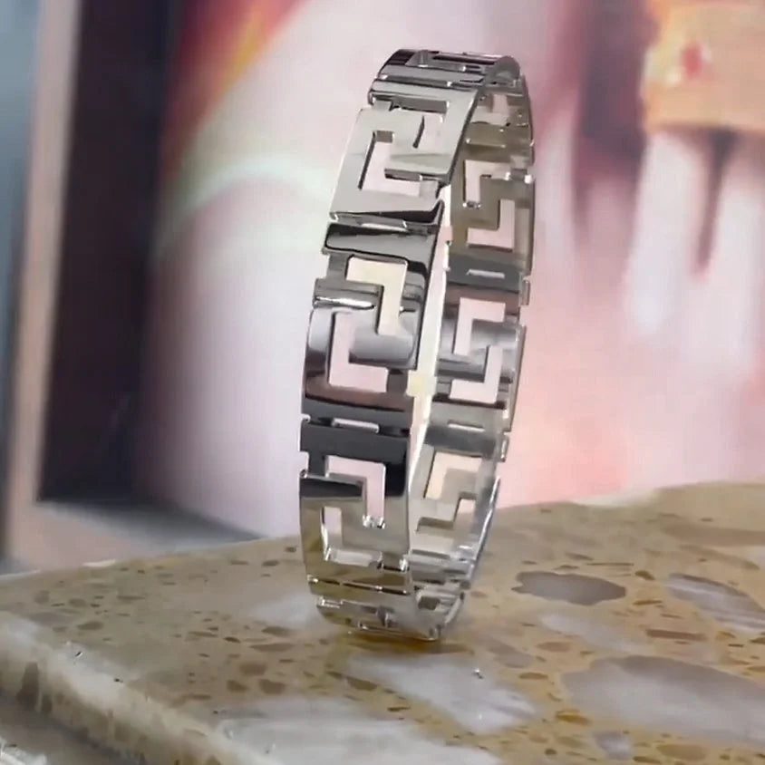 Versace Cut Design Silver Kada for Men | 925 Hallmarked Stylish Kada – CK Jewellers