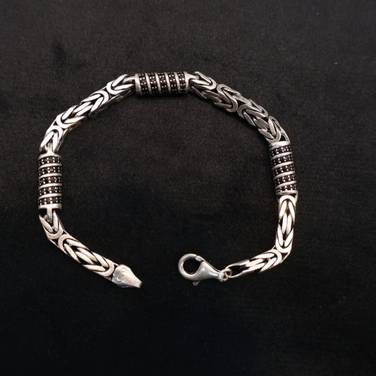 925 Silver Turkish Bracelet for Men with Black Stone  CK Jewellers