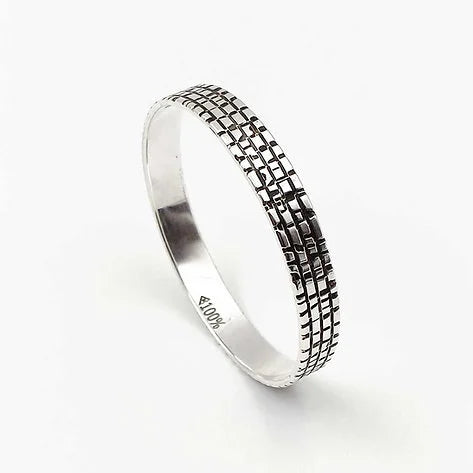 Black Radium Solid Brick Design Silver Kada for Men | Pure 925 Silver Kada – CK Jewellers