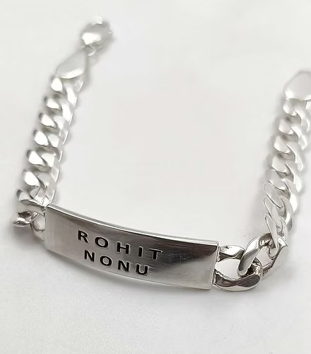 Custom Name Curb Silver Bracelet for Men | CK Jewellers