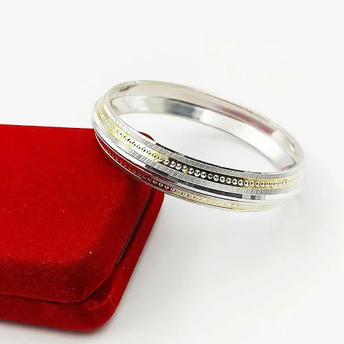 Double Dotted Design Pure Silver Kada for Men | 925 Silver Kada – CK Jewellers