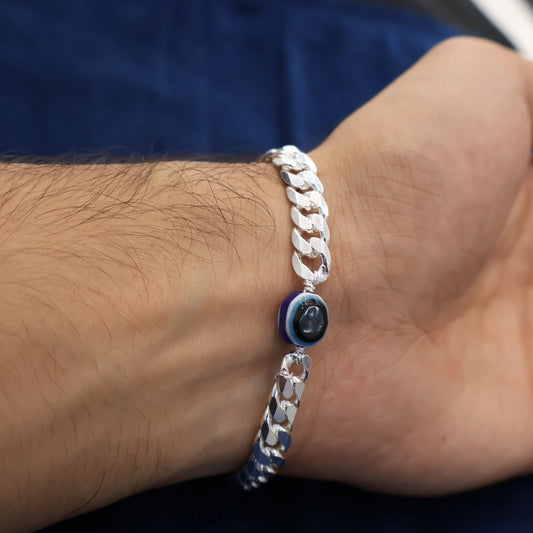 Men’s Evil Eye Silver Bracelet | Stylish Protective Charm – CK Jewellers