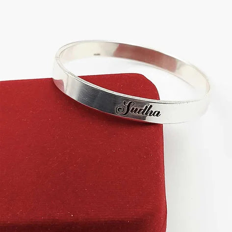 Fancy Signature Style Customised Name Pure Silver Kada for Men  CK Jewellers