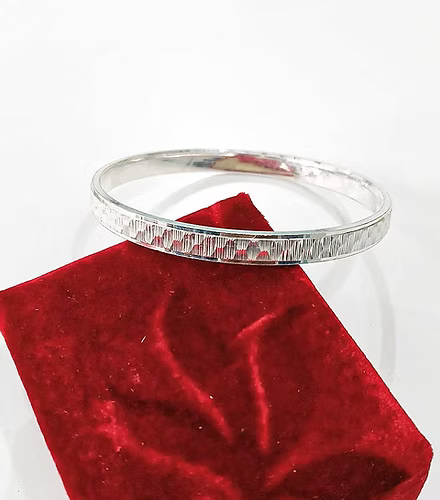 Flat Cross Cut Pure Silver Kada for Men & Women  CK Jewellers