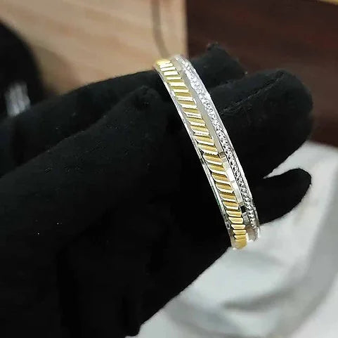 Flat Design Side Cut Gold Rhodium Pure Silver Kada for Men 40 gm | CK Jewellers