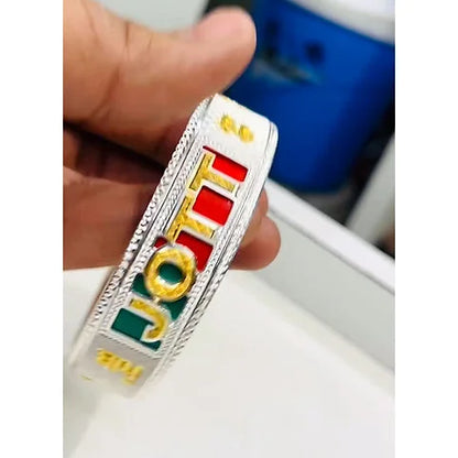Green & Red Radium Customised Design Pure Silver Kada | 925 Silver Kada for Men – CK Jewellers