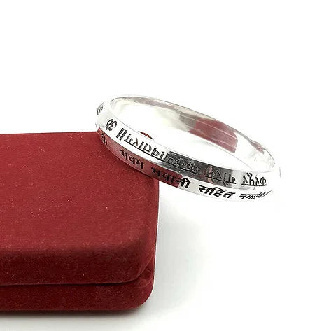 Heavy Solid Mantra + Om + Trishul Design Customised Silver Kada for Men 80 gm | CK Jewellers