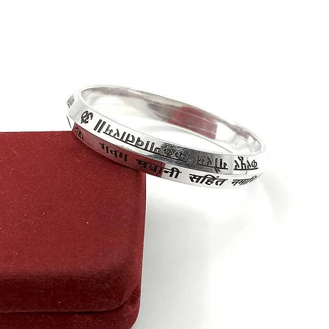 Heavy Solid Mantra + Om + Trishul Design Customised Silver Kada for Men 80 gm | CK Jewellers