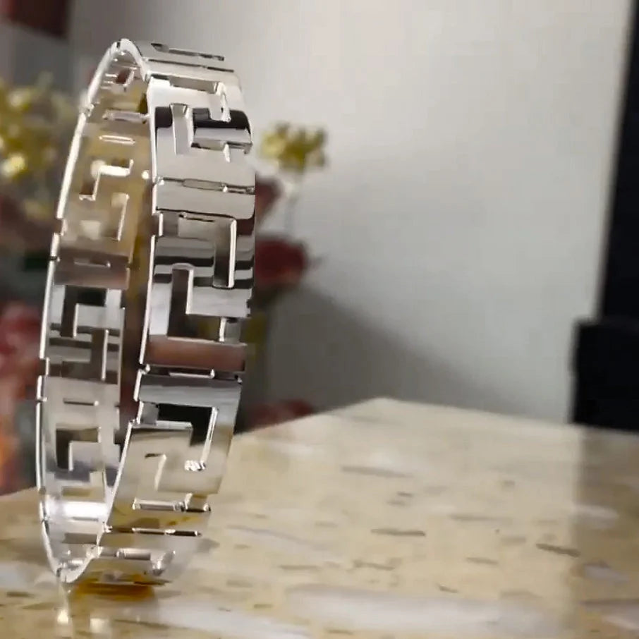 Versace Cut Design Silver Kada for Men | 925 Hallmarked Stylish Kada – CK Jewellers