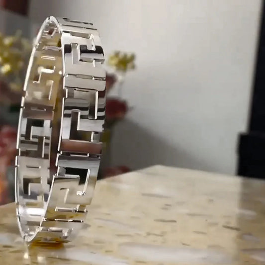 Versace Cut Design Silver Kada for Men | 925 Hallmarked Stylish Kada – CK Jewellers