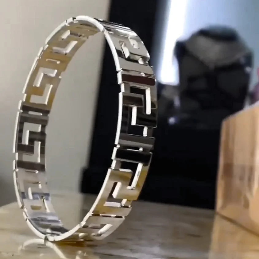 Versace Cut Design Silver Kada for Men | 925 Hallmarked Stylish Kada – CK Jewellers