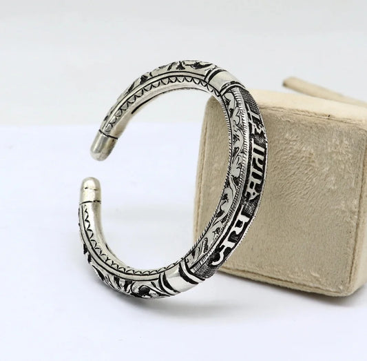 Jai Mata Di Silver Kada For Men | 925 Silver Cuff Kada For Men | CK JEWELLERS