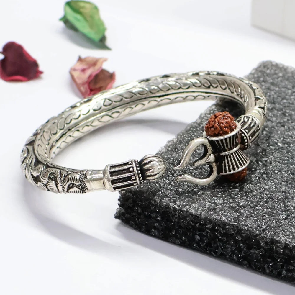 Lord Shiva Trishul Silver Kada for Men | 925 Sterling Silver Kada – CK Jewellers