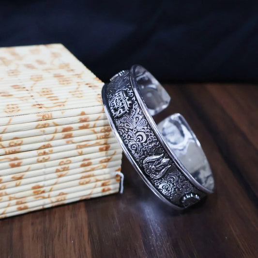 Mahakal Trishul Silver Kada For Men | Pure Silver Cuff Kada For Men – CK Jewellers