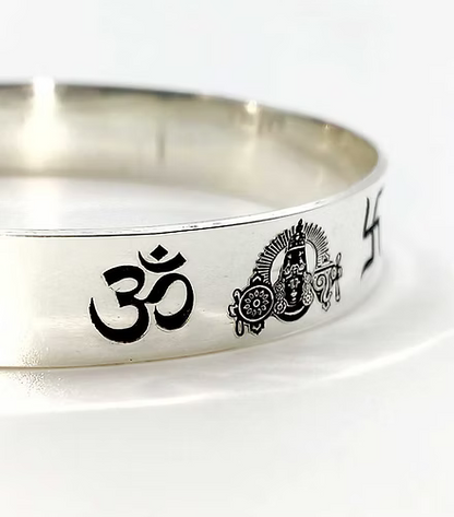 OM Shank Venkateswara Chakra Swastik Design Pure Silver Kada for Men – CK Jewellers