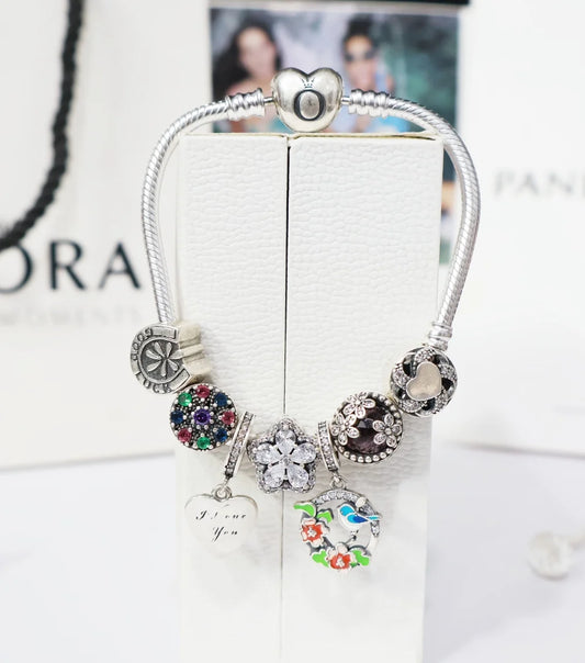 Pandora Bracelet for Women | Silver Flower Charm Pandora Bracelet for Girls – CK Jewellers