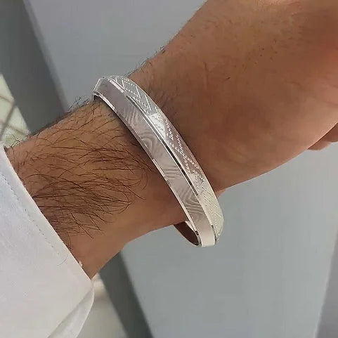 Platinum Finishing V-Shape Wave Silver Kada 30 gm | 925 Silver Kada – CK Jewellers