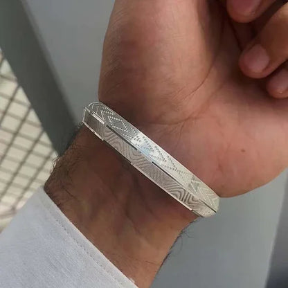 Platinum Finishing V-Shape Wave Silver Kada 30 gm | 925 Silver Kada – CK Jewellers