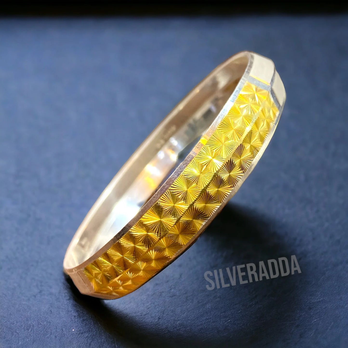 Punjabi Pure Silver Kada For Men | Golden Polished Silver Kada – CK Jewellers