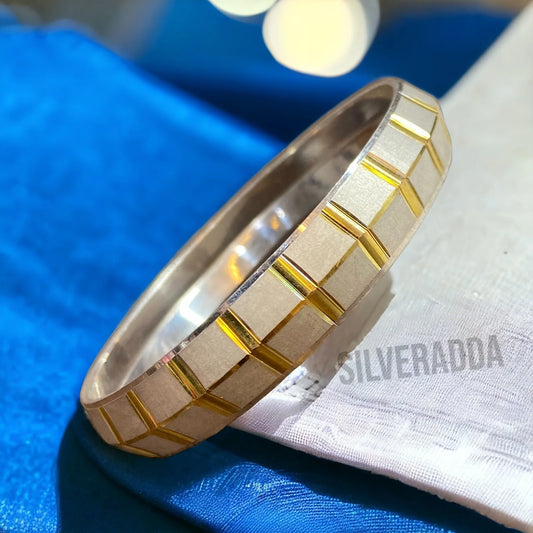 Punjabi Pure Silver Kada For Men | Golden Silver Kada – CK Jewellers
