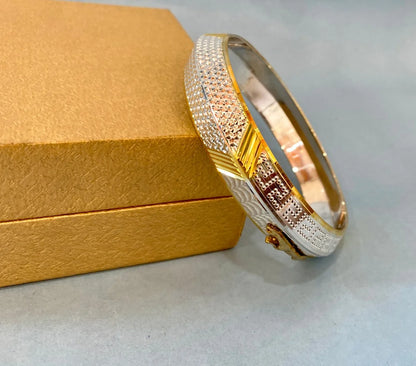 Silver Golden Jaguar Kada | Punjabi Pure Silver Kada for Men – CK Jewellers