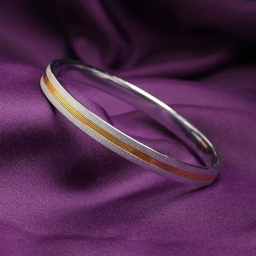 Pure Silver Kada for Men | Golden Line 925 Silver Kada – CK Jewellers