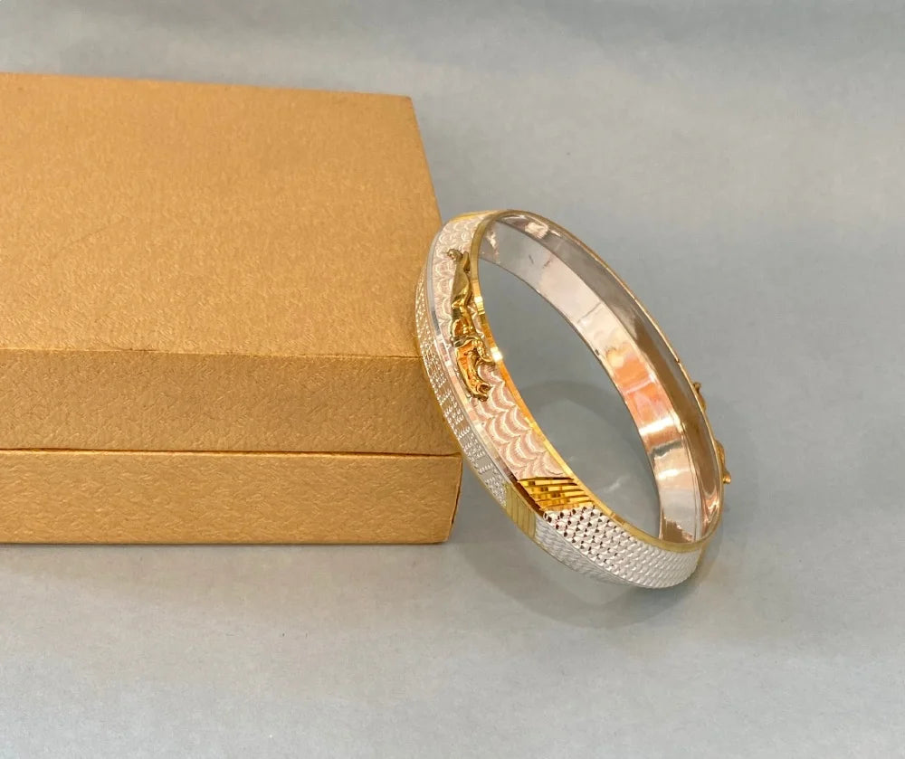 Silver Golden Jaguar Kada | Punjabi Pure Silver Kada for Men – CK Jewellers