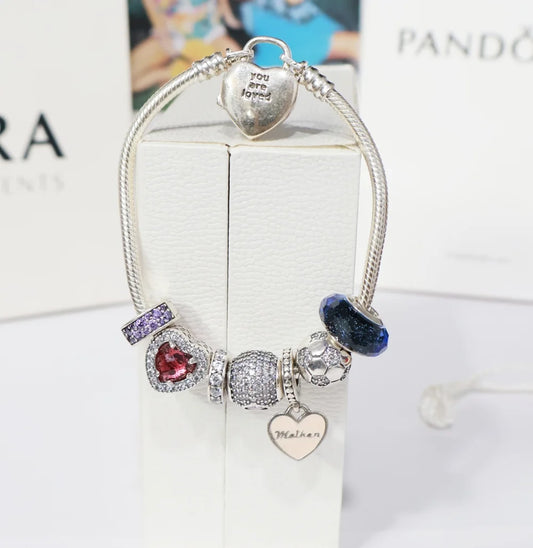 Silver Pandora Sparkling Levelled Heart Charm Bracelet for Women | 925 Sterling Silver – CK Jewellers