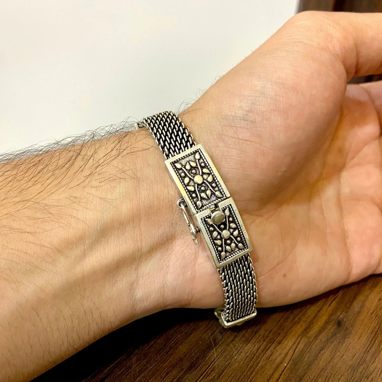 Antique Lock Silver Bracelet for Men | 925 Silver | CK Jewellers