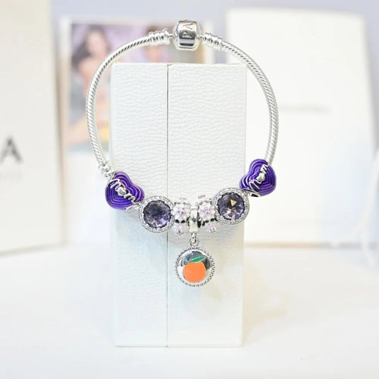 Silver Pandora Bracelet for Girls | Mom with Purple Charms Bracelet for Women – CK Jewellers