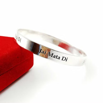 Jai Mata Di Name Engraving Kada for Men | Flat 925 Silver Kada – 50gm by CK Jewellers