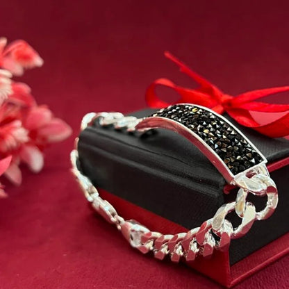 Black Stone Silver Bracelet for Men | 925 Sterling Silver | CK Jewellers